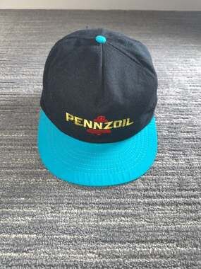 Vintage Pennzoil Embroidered Snapback Hat Black and Teal